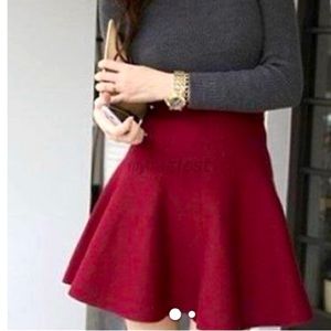 Zara Red Knit Mini Skater Skirt